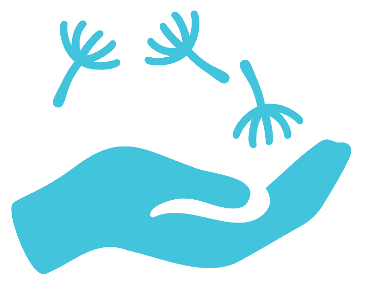 icon of hand with dandelions